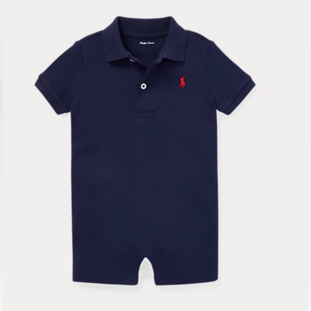 Ralph Lauren, Baby Boy Soft Cotton Polo Shortall, Navy